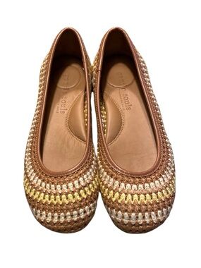 Kenneth Cole Woven Brown & Yellow Ballet Flats “Mable” Boho Comfy Flats Size 8
